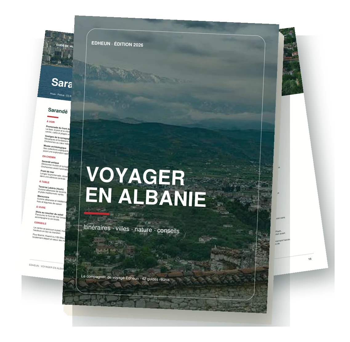 Mockup du guide Edheun 2026 avec sa couverture et deux pages intérieures